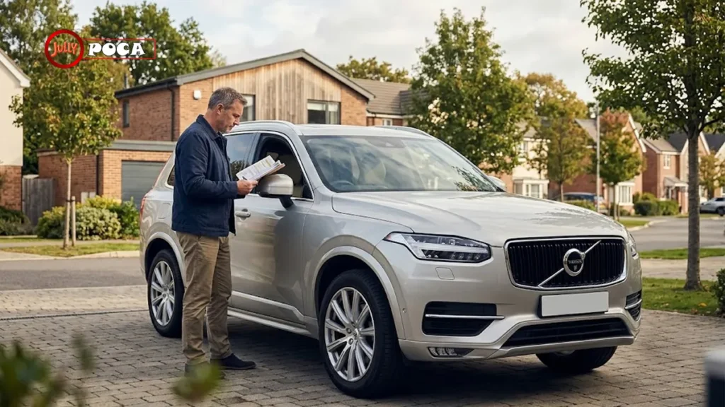 Used Volvo XC90 being inspected before purchase to evaluate reliability, maintenance history, and common problems.